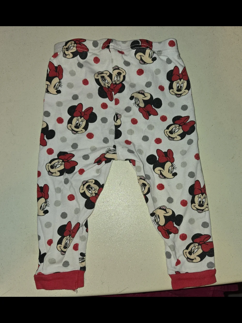 Disney Minnie Mouse White Tee with Red Accents And Pajamas Set SZ 18M